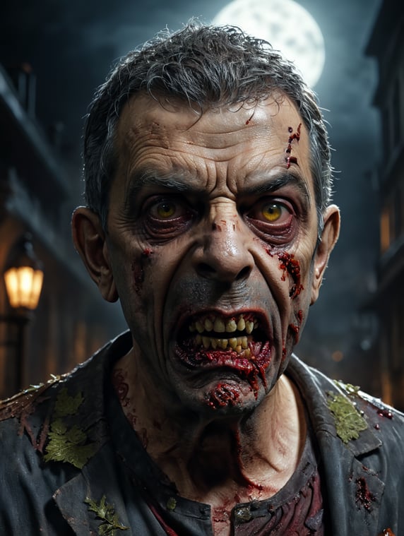 Rowan Atkinson as a zombie, Halloween costume
