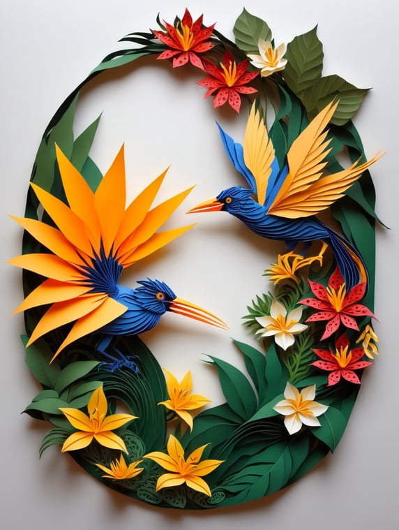 Bird of Paradise flower, Orchid, Bromeliaceae and tropical plants