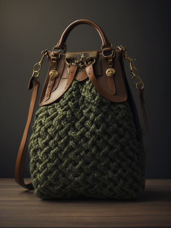 Green knitted bag