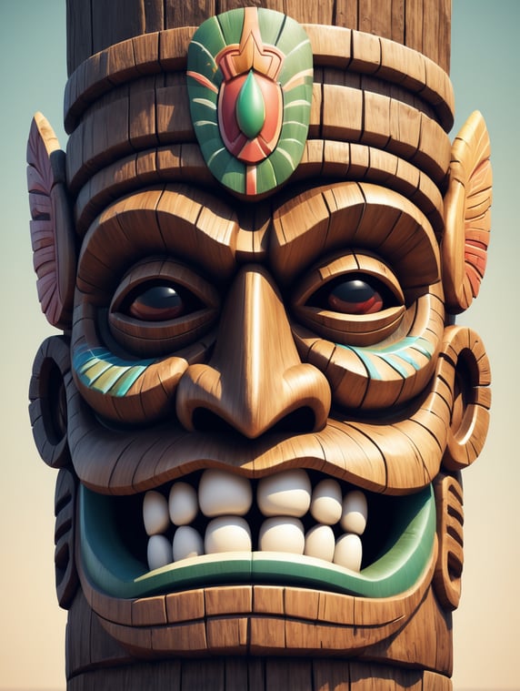 Tiki bar totem pole mascot head avatar