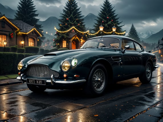 Vintage Aston Martin, Christmas background
