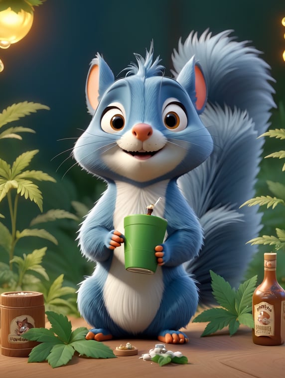 a drunken squirrel and a rat smoking marijuana