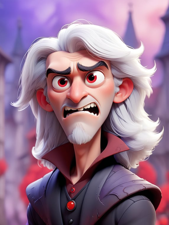 male vampire, red eyes, anime, mysterious, white long-haired, purple fog