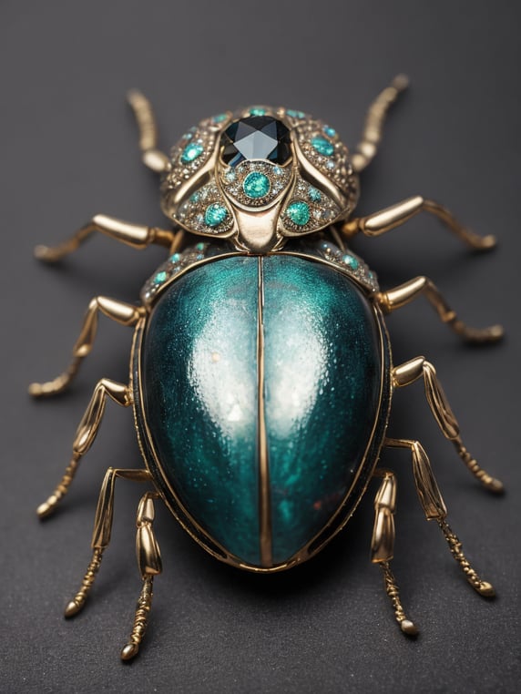 Beetle brooch made from various gems