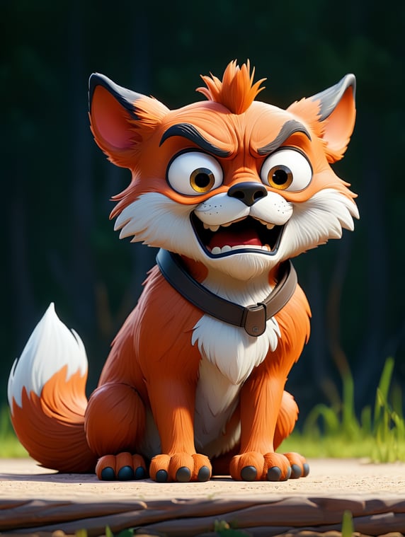 Vector Grumpy Fox flat color Logo