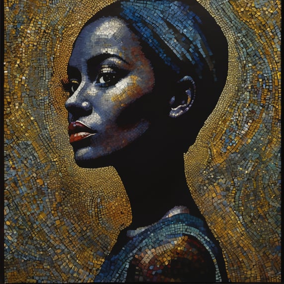 abstract portrait, pointillism, fauvism, fit in frame, mosaic