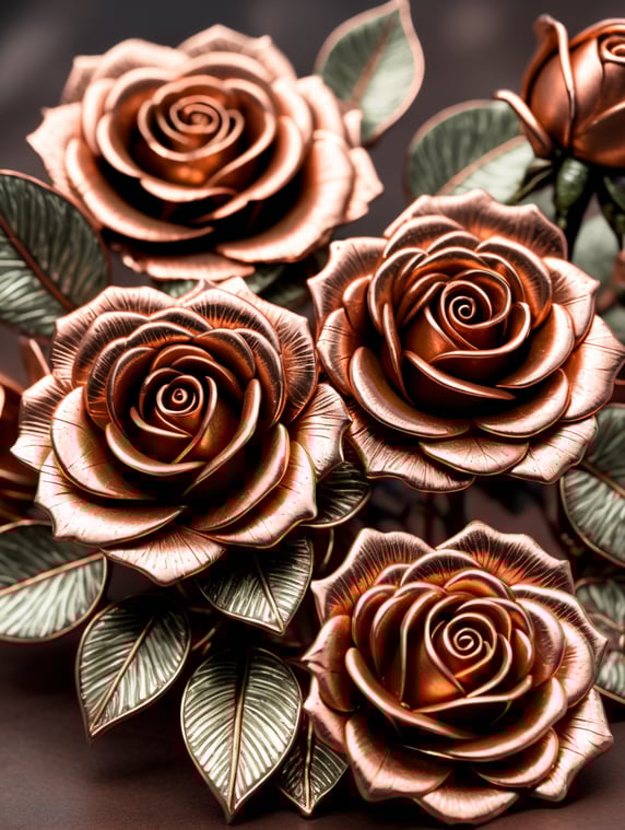 roses made of copper love passion romantic; ruže vyrobené z meďi láska vášeň romantický
