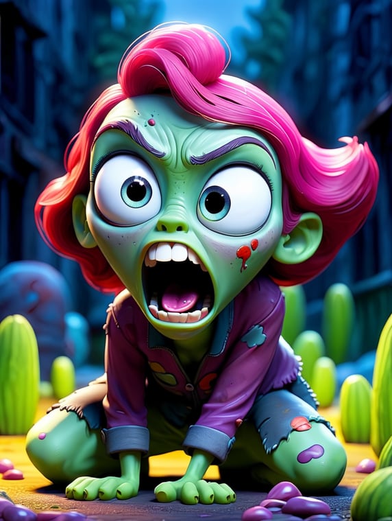 Cartoon zombies are very scared and adorable; Zombie kartun sangat takut dan menggemaskan