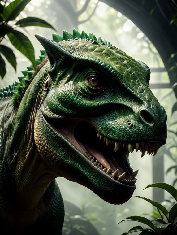 An illustration image of dinosaur rex. green