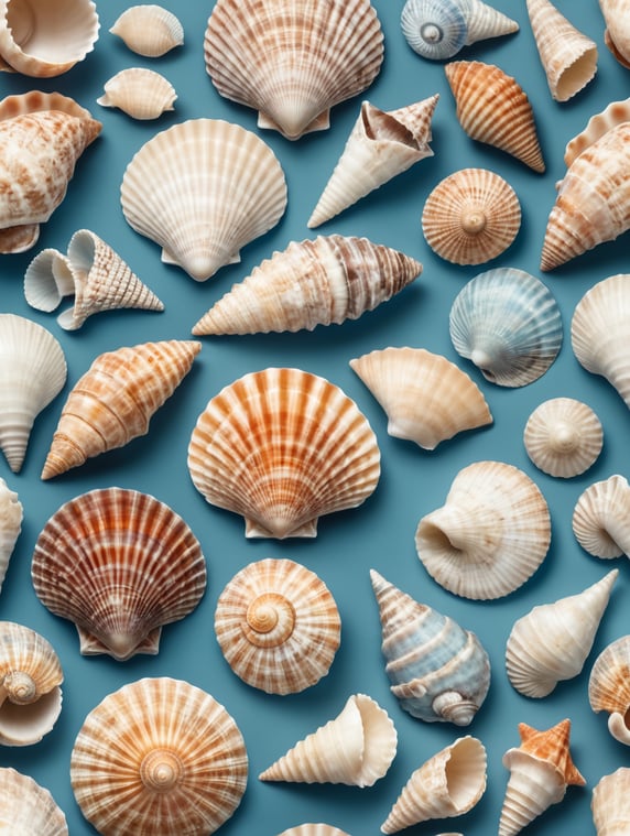 Vintage Sea Shell Blue Background