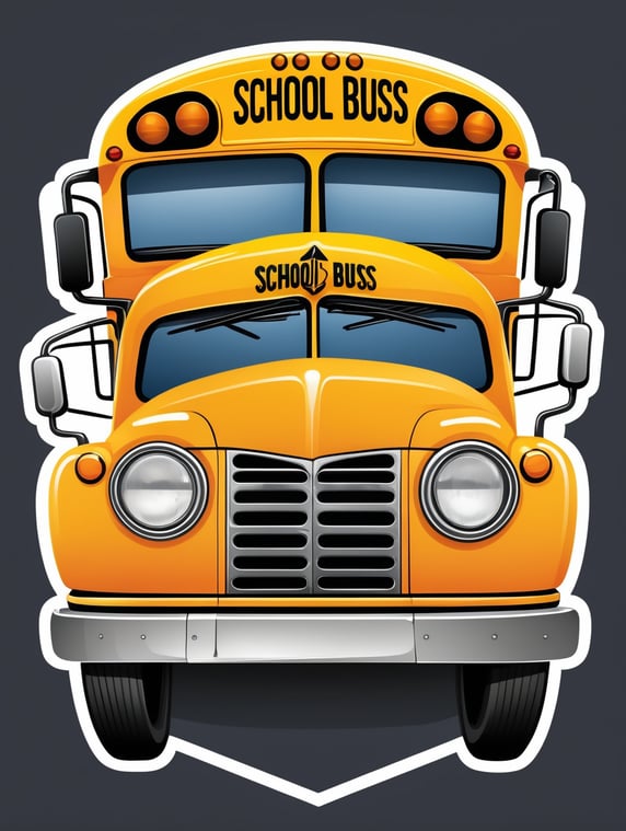 School Bus Vector, mascot logo, bright colors, vector Logo, vector image