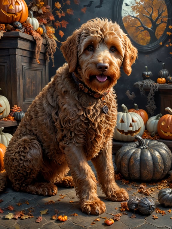 Halloween medium caramel labradoodle