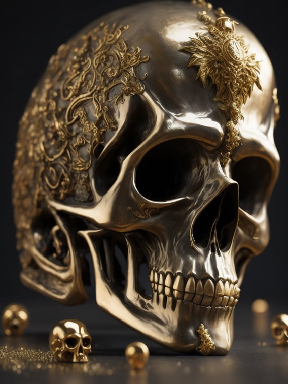 Embrace the beauty of the macabre with skulls made from precious materials! Create striking images of intricate skull sculptures crafted from gold, silver, and other valuable materials.