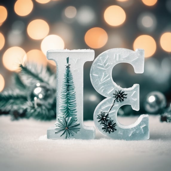 ice letter wiwth Christmas background