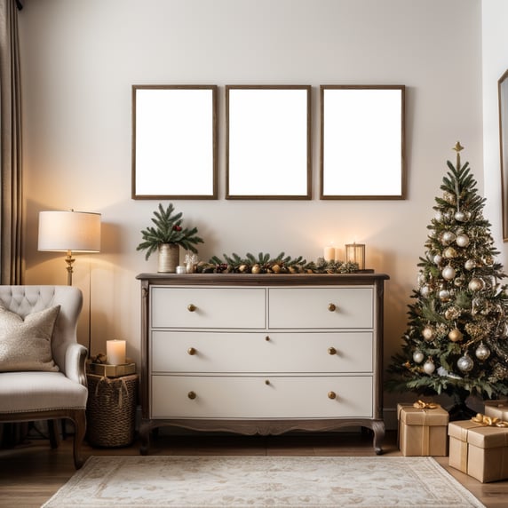 Christmas room with frames