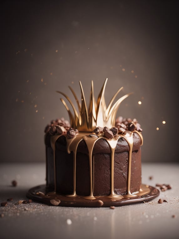 chocolate splash crown realistic photography high details food cinematic high quality food art foodie gatherings gourmet food lovers sweet light background