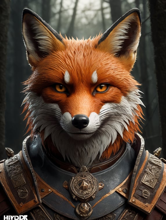 Grumpy Fox vector flat color Logo