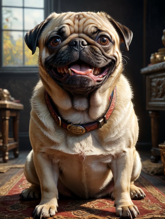happy pug dog