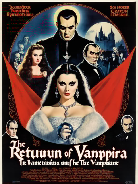 Majestic Drakula, "the Return of the Vampire" text on poster
