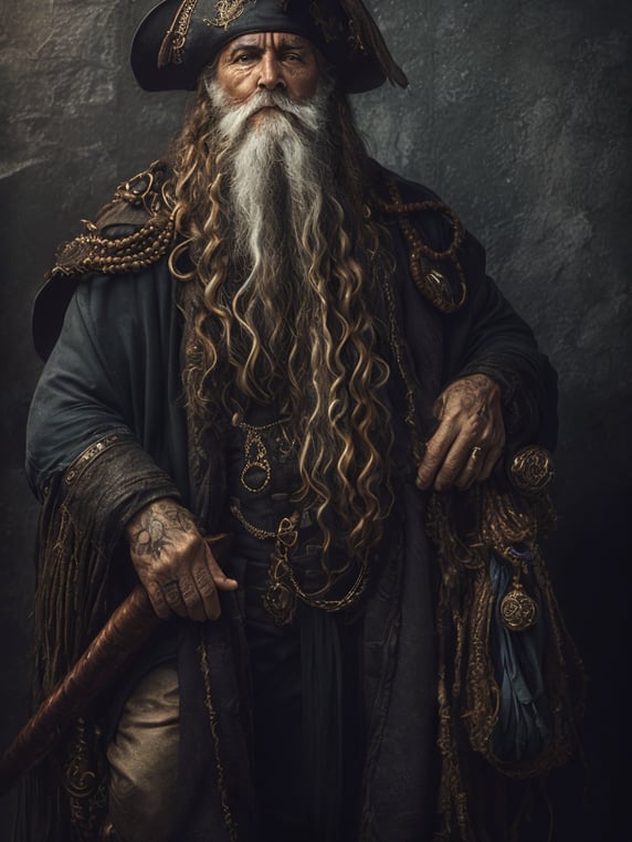 old pirate with octopus beard, dark scene, dark atmosphere, epic shot, sharp on details