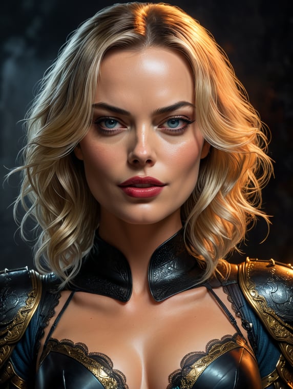 Margot Robbie in the style of J Scott Campbell, SamdoesArt