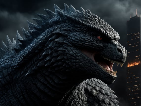 godzilla super realistic super sharp cinimatic