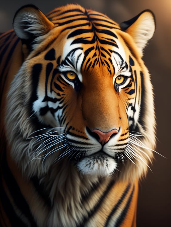 Type of Image: Photography (((Subject Description: realistic wall head))) A realistic digital illustration of a SUNDA ISLAND TIGER portrayed in a stylized, tribal art-inspired manner to represent the SUNDA ISLAND TIGER and its significance