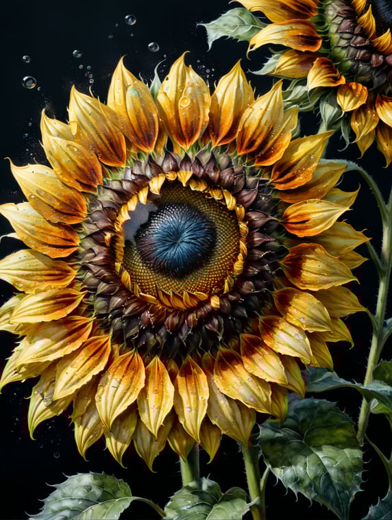 water colour sunflowers, pattern repeated, painting style, good vibes