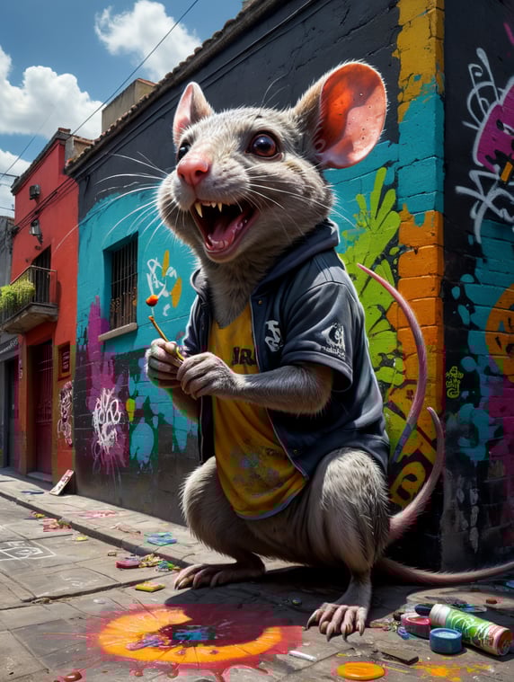 graffiti writer rat in mexico city