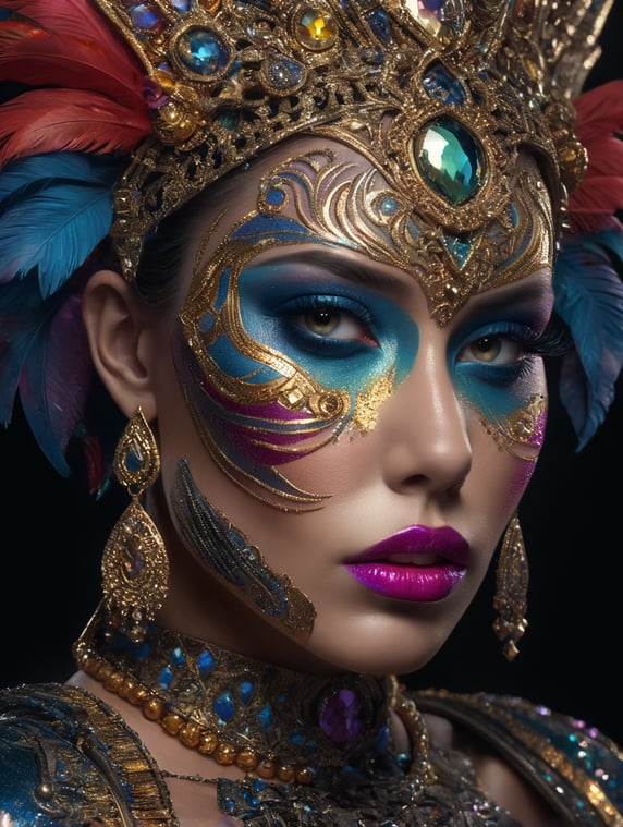 a model wearing bold, glamouous makeup, spray paint, glitterbox, ibiza, nightclub
