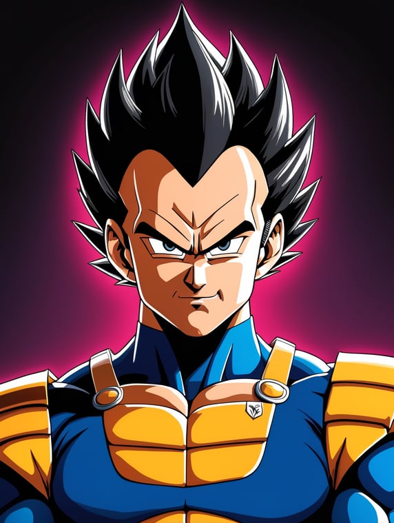 character Vegeta saiyan old 80s anime art style