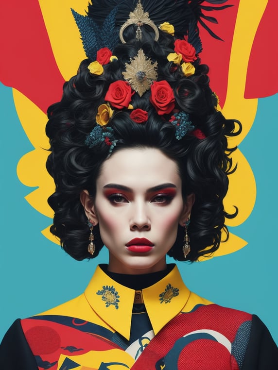 goddess of avarice, gorgeous stunning pop-art collage by Yoh Nagao and Ken Price and Erik Madigan Heck