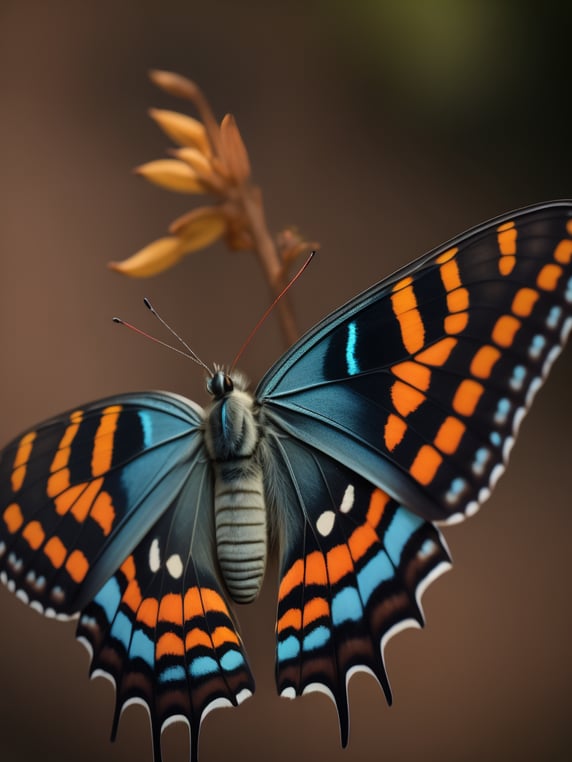 a butterfly macro photography, close-up, high-quality details, deep focus, professional shot