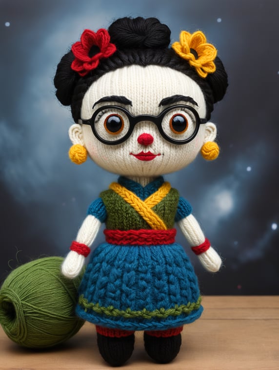 Geeky Handcrafted Delight Frida Khalo knitted toy marvel crafty creations geeky knitting yarn art sci fi toys handmade gifts force strong cute stuffed animal