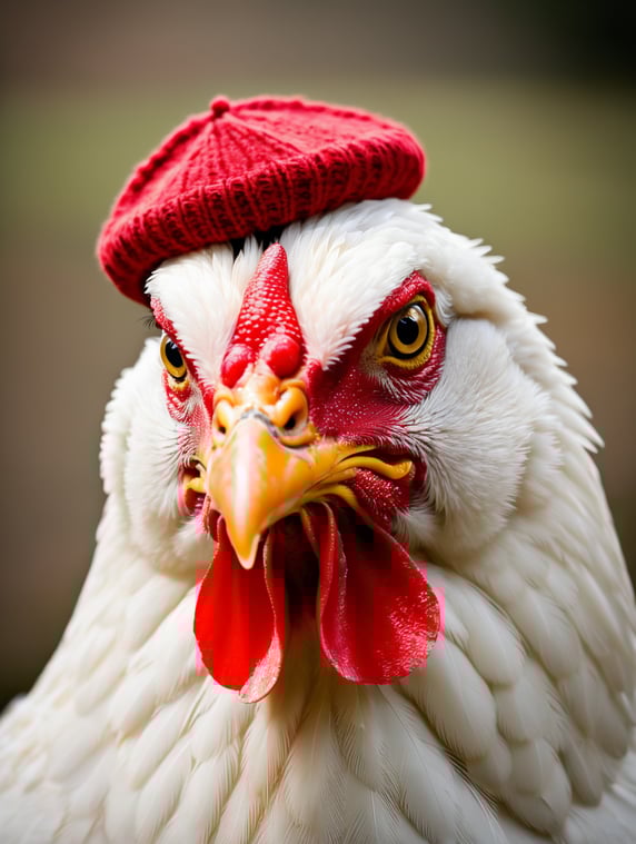 chicken with red hat