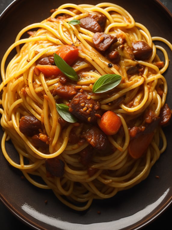 Spaghetti pasta dish High Angle