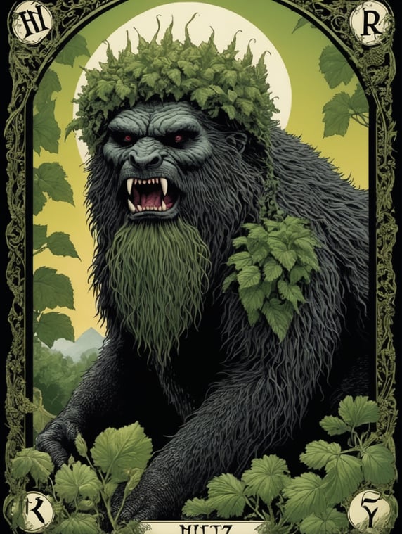 folk horror king monster hirsute kudzu tarot card