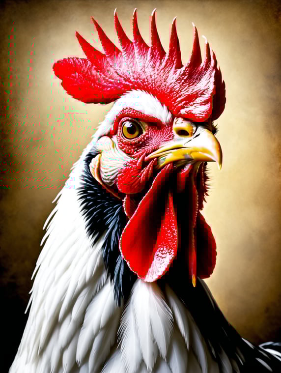 A masterpiece rooster portrait painting by Rembrandt Van Rijn; A masterpiece rooster portrait painting by Rembrandt Van Rijn