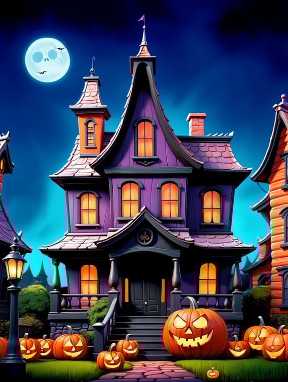Halloween background with scarry house