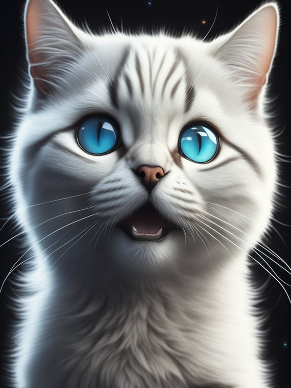 sneeze white kitten space horror realistic