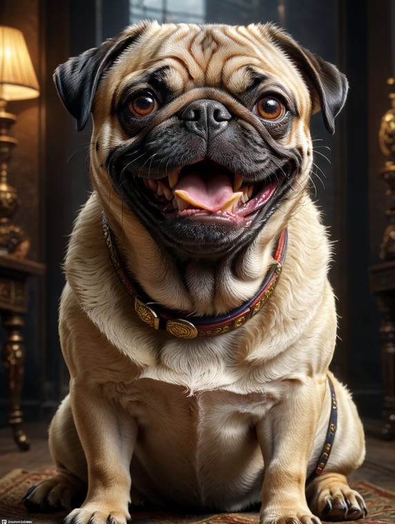smiling pug dog