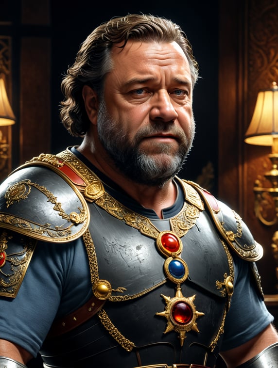 Russell Crowe as Máximo Décimo Meridi A cartoon character, such as Mickey Mouse, Bugs Bunny, or Homer Simpson.