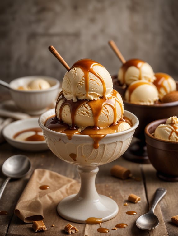 a big twist of Caramel sauce ice cream