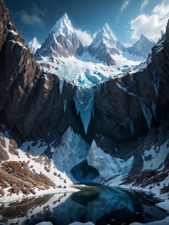 ice Mountain View on and under the water