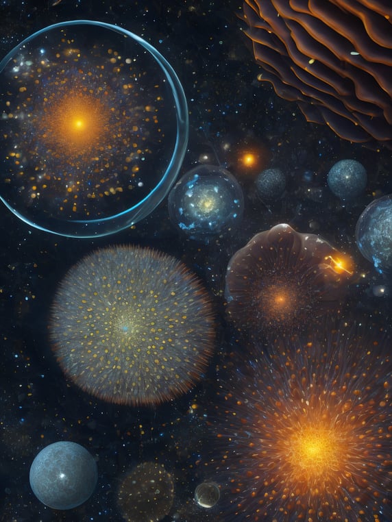 lucid dream, seismology, electron microscopy photography, microbiome studies, evolving, genome sequencing, quantum level
