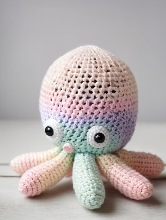 crochet toy squid cute pastel colours