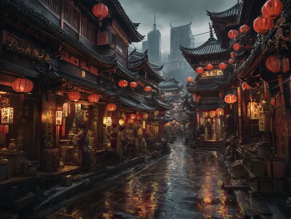 geisha cyberpunk city
