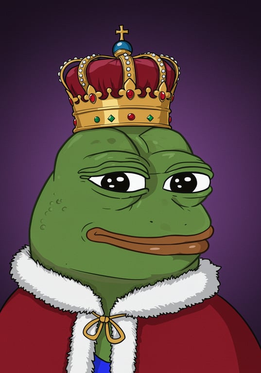 pepe the frog with king clothes and crown
