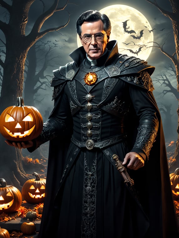 Stephen Colbert dressed as a necromancer, Halloween costume