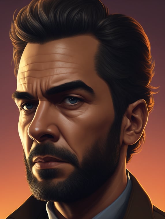 Portrait of a GTA Man, vector art